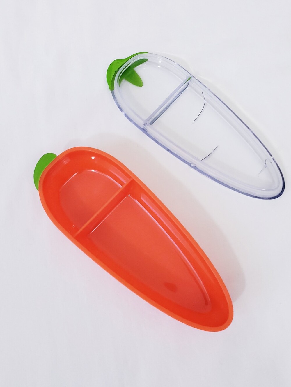 Joie Carrot-Shaped Snack Container Tray with Clear Lid - Orange Dip Container